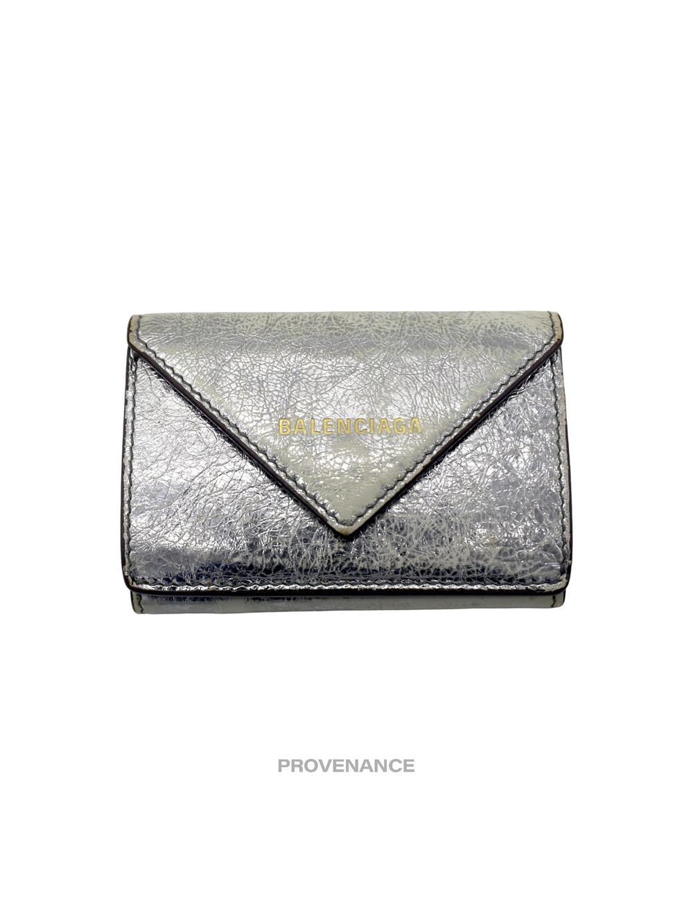 🔴 Balenciaga Papier Mini Wallet - Metallic Leather